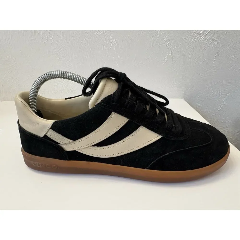 Vince Oasis-M Lace-Up Retro Sneakers Black Suede Cream Leather Men’s 9
